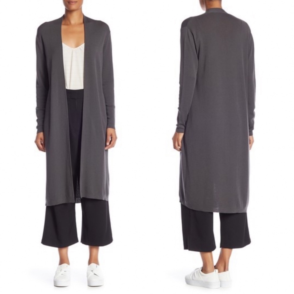 JARBO Long Olive Open Front Knit Cardigan